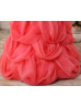Adjustable Straps Beaded Coral Organza Satin Flower Girl Dress